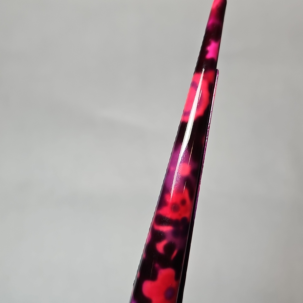 Floral Pattern Long Hair Clips - Pink & Orange - Picture 6 of 8